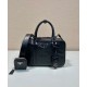 Replica Prada Medium Antique Nappa Leather Top Handle Bag 1BB092 Black