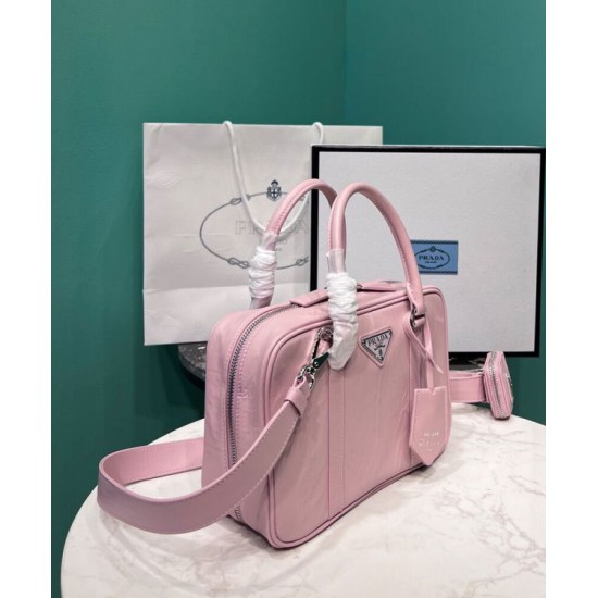 Fake Prada Medium Antique Nappa Leather Top Handle Bag 1BB092 Pink Replica