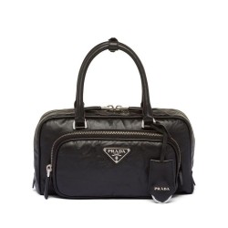 Replica Prada Antique Nappa Leather Multi-pocket Top-handle Bag 1BB099 Black