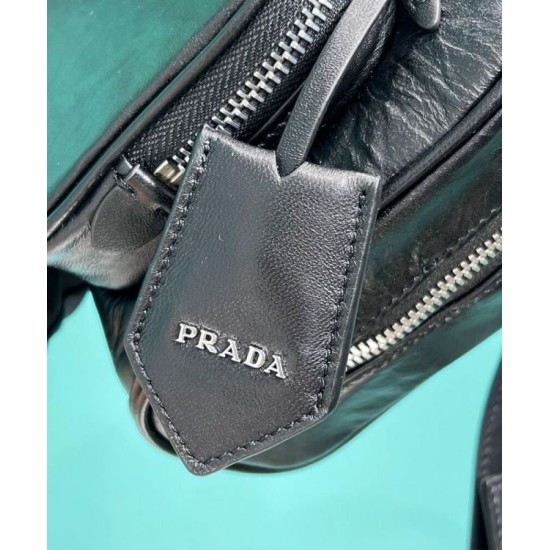 Replica Prada Antique Nappa Leather Multi-pocket Top-handle Bag 1BB099 Black