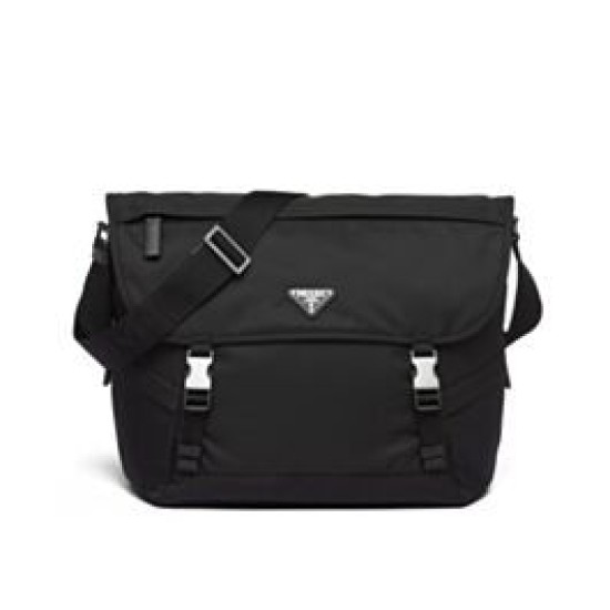 Replica Prada Re-Nylon And Saffiano Shoulder Bag 2VD052 Black