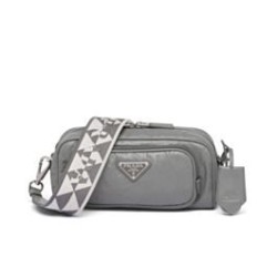 Replica Prada Nappa Antique Leather Multi-pocket Shoulder Bag 1BH198 Gray