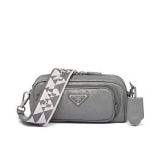 Replica Prada Nappa Antique Leather Multi-pocket Shoulder Bag 1BH198 Gray