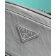 Replica Prada Nappa Antique Leather Multi-pocket Shoulder Bag 1BH198 Gray