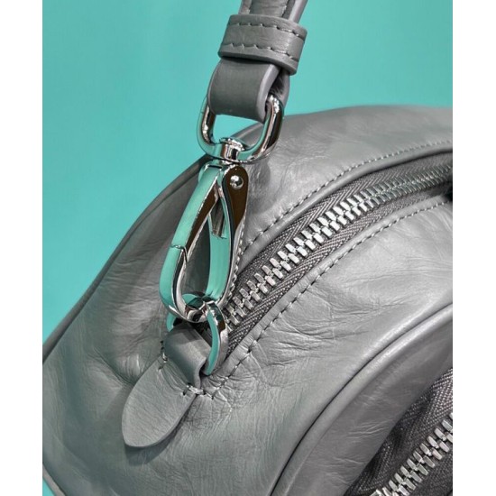 Replica Prada Nappa Antique Leather Multi-pocket Shoulder Bag 1BH198 Gray