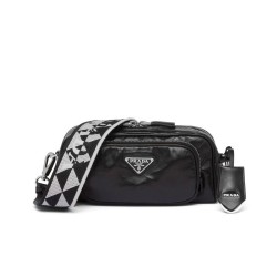 Fake Prada Nappa Antique Leather Multi-pocket Shoulder Bag 1BH198 Black Replica