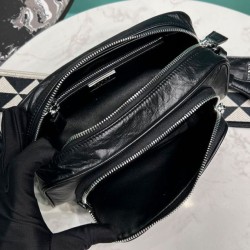Fake Prada Nappa Antique Leather Multi-pocket Shoulder Bag 1BH198 Black Replica