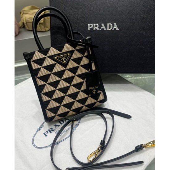 Replica Prada Symbole Jacquard Fabric Micro Bag Black
