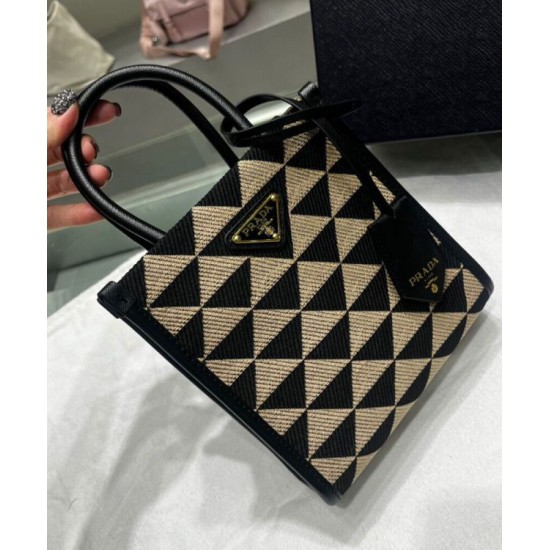Replica Prada Symbole Jacquard Fabric Micro Bag Black