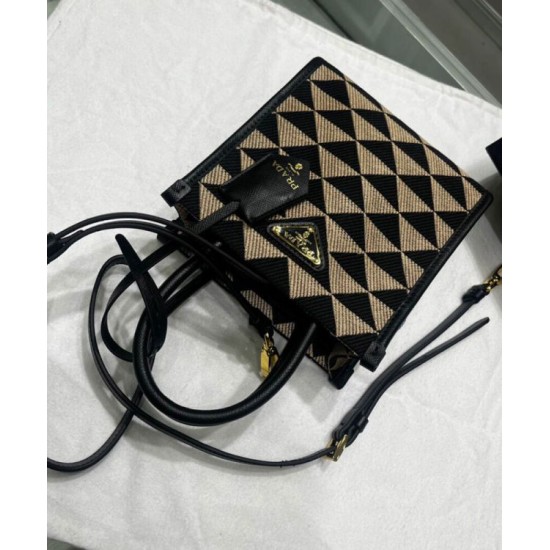 Replica Prada Symbole Jacquard Fabric Micro Bag Black