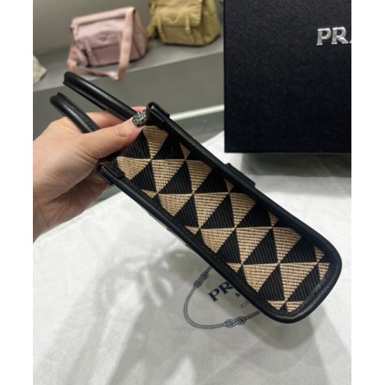 Replica Prada Symbole Jacquard Fabric Micro Bag Black