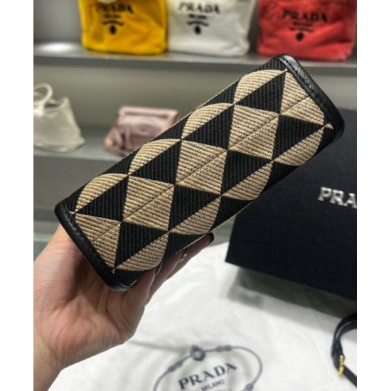 Replica Prada Symbole Jacquard Fabric Micro Bag Black