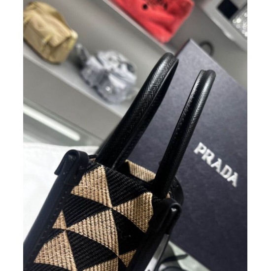 Replica Prada Symbole Jacquard Fabric Micro Bag Black