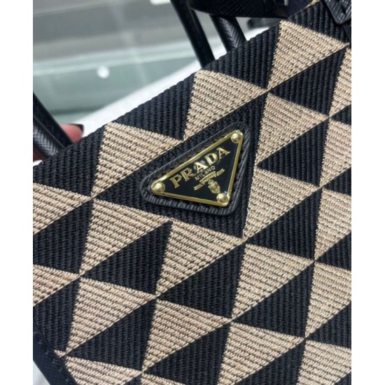 Replica Prada Symbole Jacquard Fabric Micro Bag Black