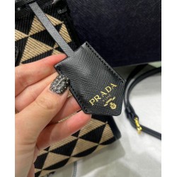 Replica Prada Symbole Jacquard Fabric Micro Bag Black