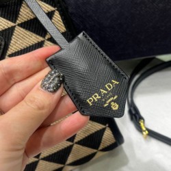 Replica Prada Symbole Jacquard Fabric Micro Bag Black