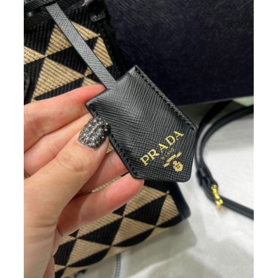Replica Prada Symbole Jacquard Fabric Micro Bag Black