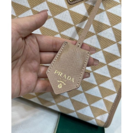 Fake Prada Small Prada Symbole Embroidered Fabric Handbag 1BA354 Cream Replica