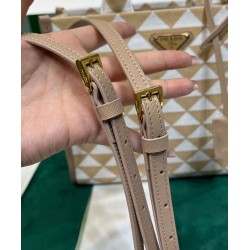 Fake Prada Small Prada Symbole Embroidered Fabric Handbag 1BA354 Cream Replica