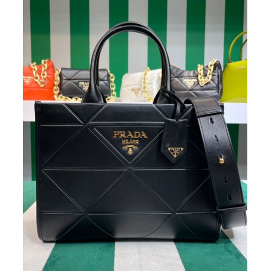 Replica Prada Small leather Prada Symbole Bag With Topstitching 1BA379 Black