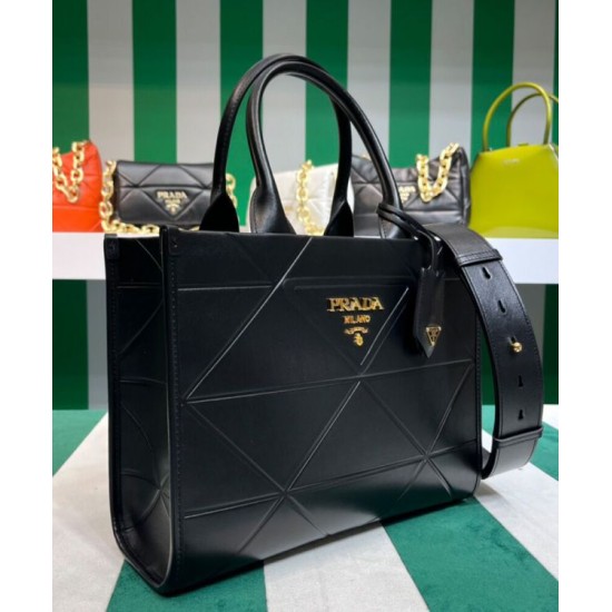 Replica Prada Small leather Prada Symbole Bag With Topstitching 1BA379 Black