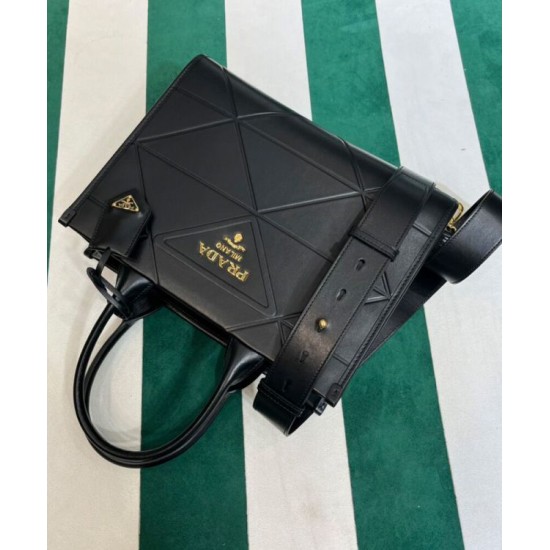 Replica Prada Small leather Prada Symbole Bag With Topstitching 1BA379 Black