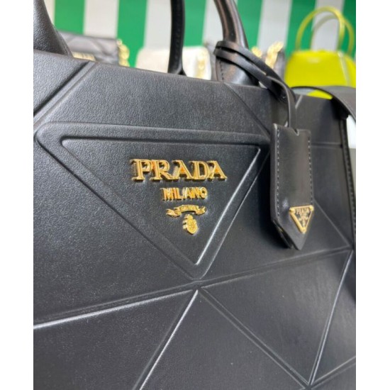 Replica Prada Small leather Prada Symbole Bag With Topstitching 1BA379 Black