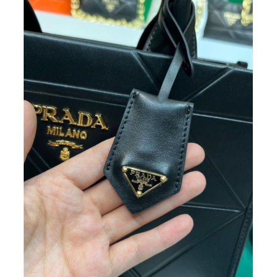Replica Prada Small leather Prada Symbole Bag With Topstitching 1BA379 Black