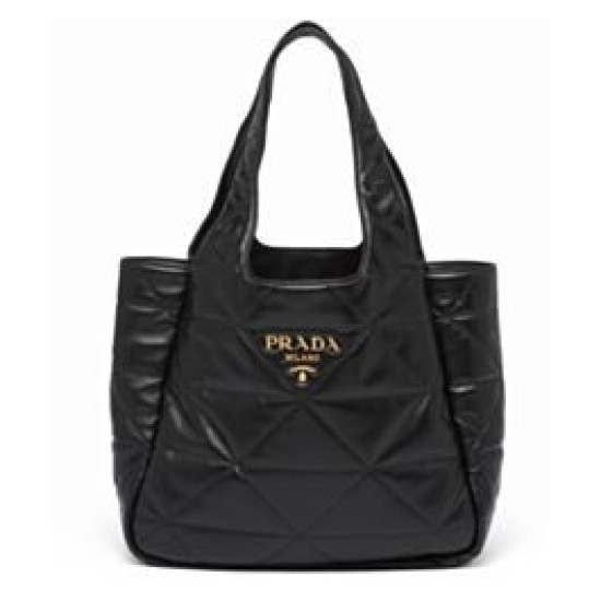 Replica Prada Medium Nappa-leather Tote Bag With Topstitching 1BG450 Black