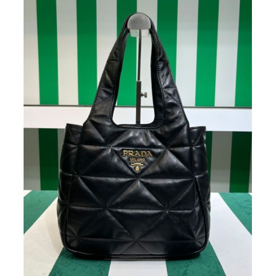 Replica Prada Medium Nappa-leather Tote Bag With Topstitching 1BG450 Black