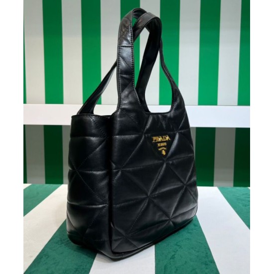 Replica Prada Medium Nappa-leather Tote Bag With Topstitching 1BG450 Black