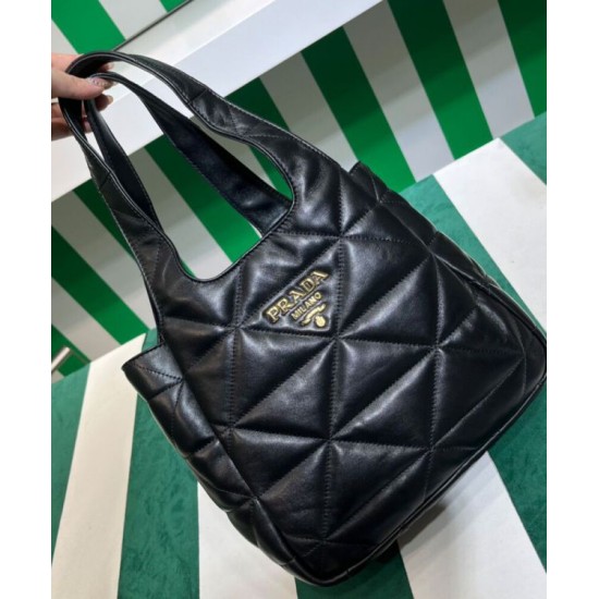 Replica Prada Medium Nappa-leather Tote Bag With Topstitching 1BG450 Black