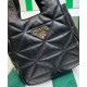 Replica Prada Medium Nappa-leather Tote Bag With Topstitching 1BG450 Black