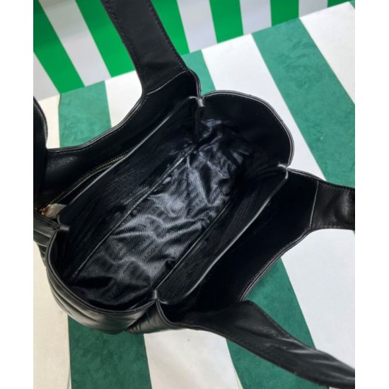 Replica Prada Medium Nappa-leather Tote Bag With Topstitching 1BG450 Black