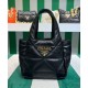 Replica Prada Small Nappa-leather Tote Bag With Topstitching 1BG451 Black