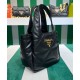 Replica Prada Small Nappa-leather Tote Bag With Topstitching 1BG451 Black