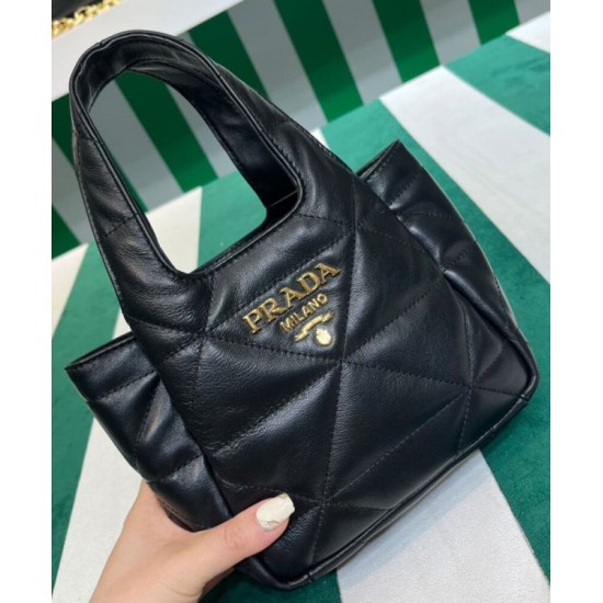 Replica Prada Small Nappa-leather Tote Bag With Topstitching 1BG451 Black