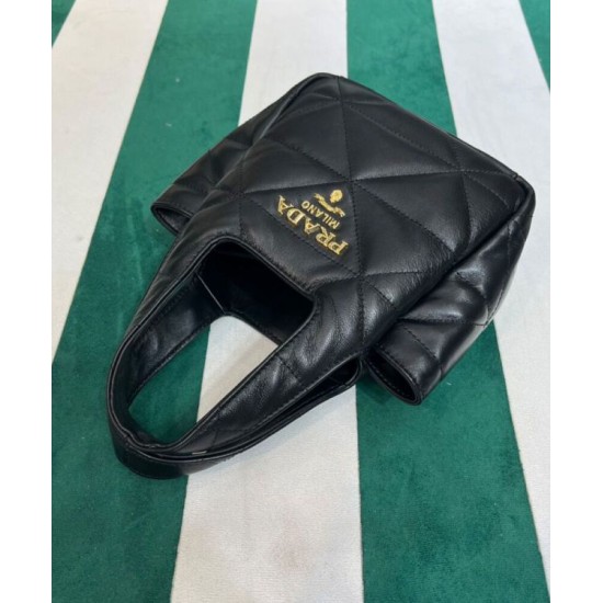 Replica Prada Small Nappa-leather Tote Bag With Topstitching 1BG451 Black
