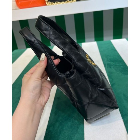 Replica Prada Small Nappa-leather Tote Bag With Topstitching 1BG451 Black