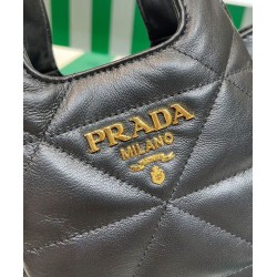 Replica Prada Small Nappa-leather Tote Bag With Topstitching 1BG451 Black