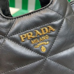 Replica Prada Small Nappa-leather Tote Bag With Topstitching 1BG451 Black