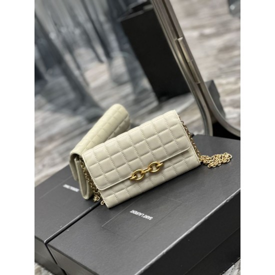 Fake YSL Saint Laurent Le Maillon Chain Wallet White Replica