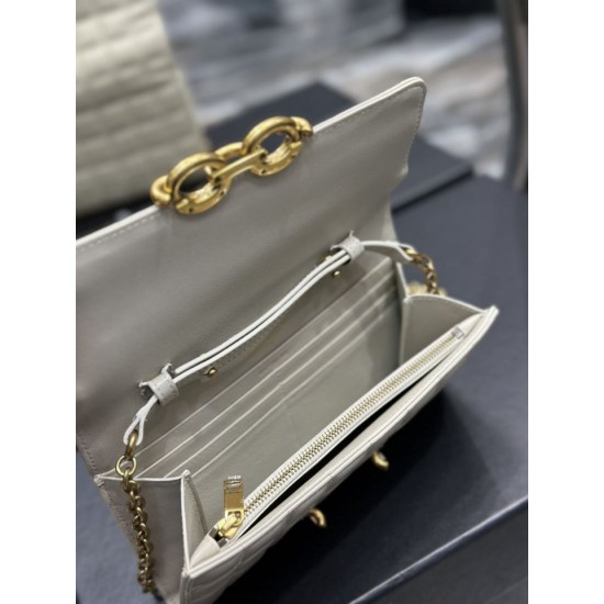 Fake YSL Saint Laurent Le Maillon Chain Wallet White Replica