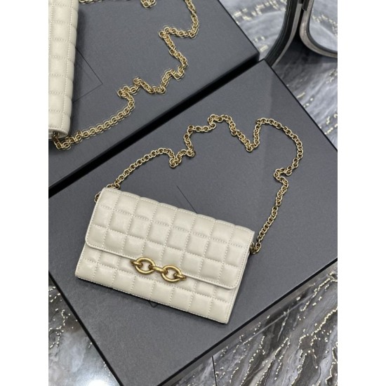 Fake YSL Saint Laurent Le Maillon Chain Wallet White Replica
