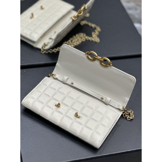 Fake YSL Saint Laurent Le Maillon Chain Wallet White Replica