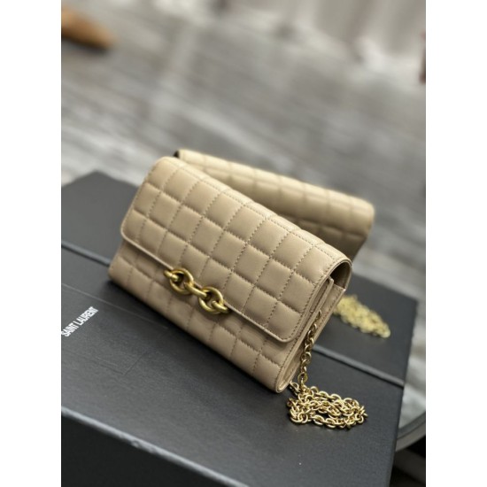 Replica YSL Saint Laurent Le Maillon Chain Wallet Apricot