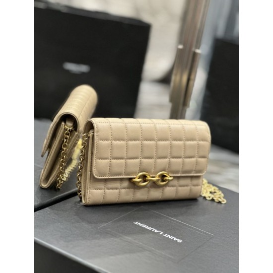Replica YSL Saint Laurent Le Maillon Chain Wallet Apricot