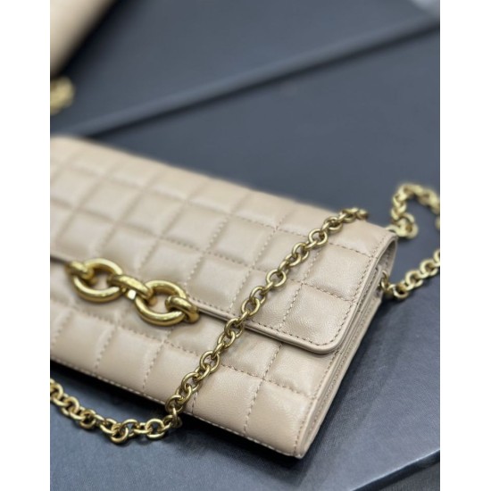 Replica YSL Saint Laurent Le Maillon Chain Wallet Apricot