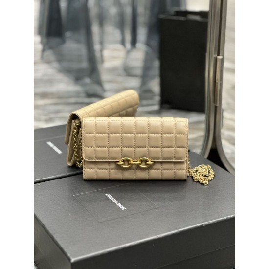 Replica YSL Saint Laurent Le Maillon Chain Wallet Apricot