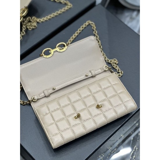 Replica YSL Saint Laurent Le Maillon Chain Wallet Apricot